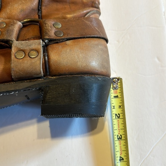 Camel brown heeled leather cowboy western boots with new soles had pull tabs - Picture 3 of 15